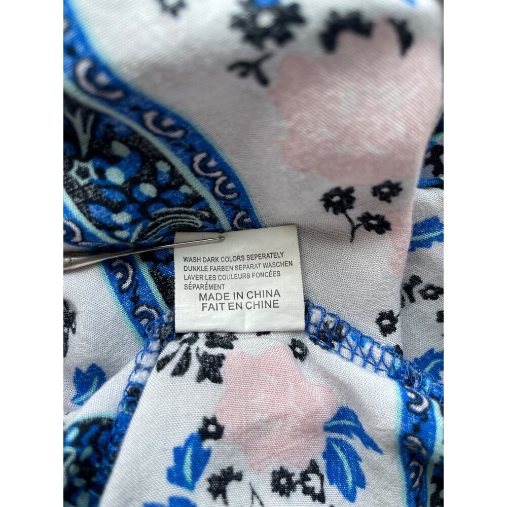 Qearal Sleeveless Floral Printed Sundress Size Large Blue Summer Beach Bohemian - Picture 6 of 8